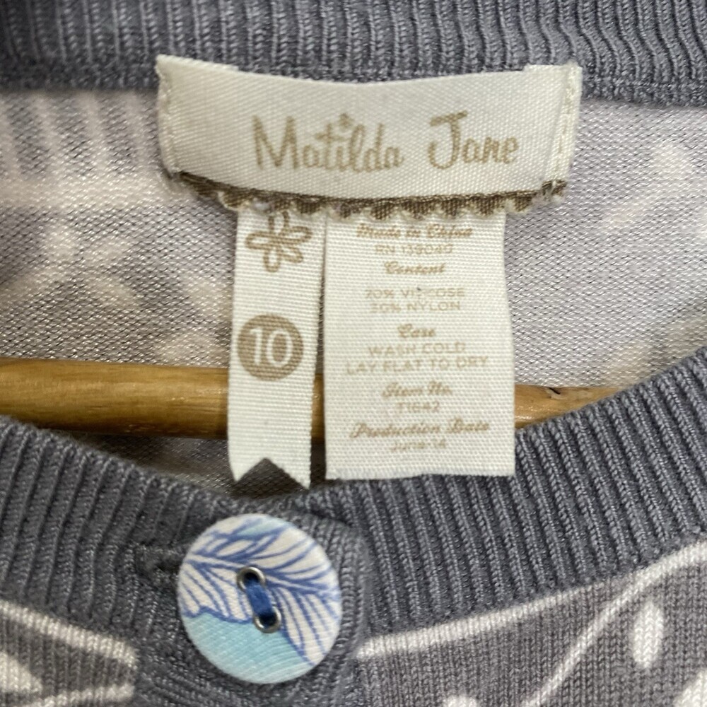 Matilda Jane 10 Secret Fields Winter Wonderland Bird Print Grey Cardigan Sweater - Picture 3 of 6